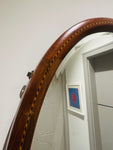 Antique 1910 Edwardian Mahogany & Inlaid Oval Bevelled Mirror