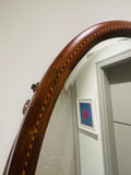 Antique 1910 Edwardian Mahogany & Inlaid Oval Bevelled Mirror