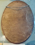 Antique 1910 Edwardian Mahogany & Inlaid Oval Bevelled Mirror