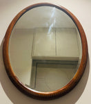 Antique 1910 Edwardian Mahogany & Inlaid Oval Bevelled Mirror