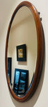Antique 1910 Edwardian Mahogany & Inlaid Oval Bevelled Mirror