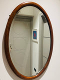 Antique 1910 Edwardian Mahogany & Inlaid Oval Bevelled Mirror