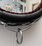 Vintage French Leather & Chrome Horse Collar Mirror