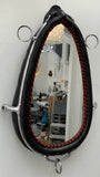 Vintage French Leather & Chrome Horse Collar Mirror