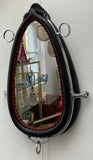 Vintage French Leather & Chrome Horse Collar Mirror