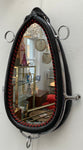 Vintage French Leather & Chrome Horse Collar Mirror