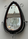 Vintage French Leather & Chrome Horse Collar Mirror