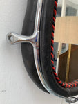 Vintage French Leather & Chrome Horse Collar Mirror