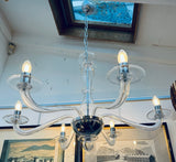 1990s Italian Murano Clear Glass Chandelier by Sylcom