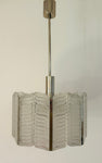 Large 1950s Austrian Kalmar Frosted Chevron Glass Chandelier