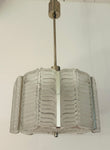 Large 1950s Austrian Kalmar Frosted Chevron Glass Chandelier