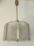 Large 1950s Austrian Kalmar Frosted Chevron Glass Chandelier