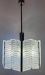Large 1950s Austrian Kalmar Frosted Chevron Glass Chandelier
