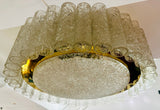 1960s Doria Tubular Crystal Glass & Brass Flush Mount