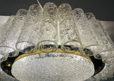 1960s Doria Tubular Crystal Glass & Brass Flush Mount