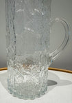 Large 1970s Scandinavian Textured "Ice" Glass Pitcher