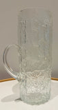 Large 1970s Scandinavian Textured "Ice" Glass Pitcher