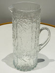 Large 1970s Scandinavian Textured "Ice" Glass Pitcher