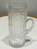 Large 1970s Scandinavian Textured "Ice" Glass Pitcher