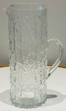 Large 1970s Scandinavian Textured "Ice" Glass Pitcher