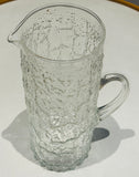 Large 1970s Scandinavian Textured "Ice" Glass Pitcher