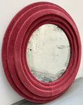 Antiqued Glass Pink Velvet Framed Wall Mirror