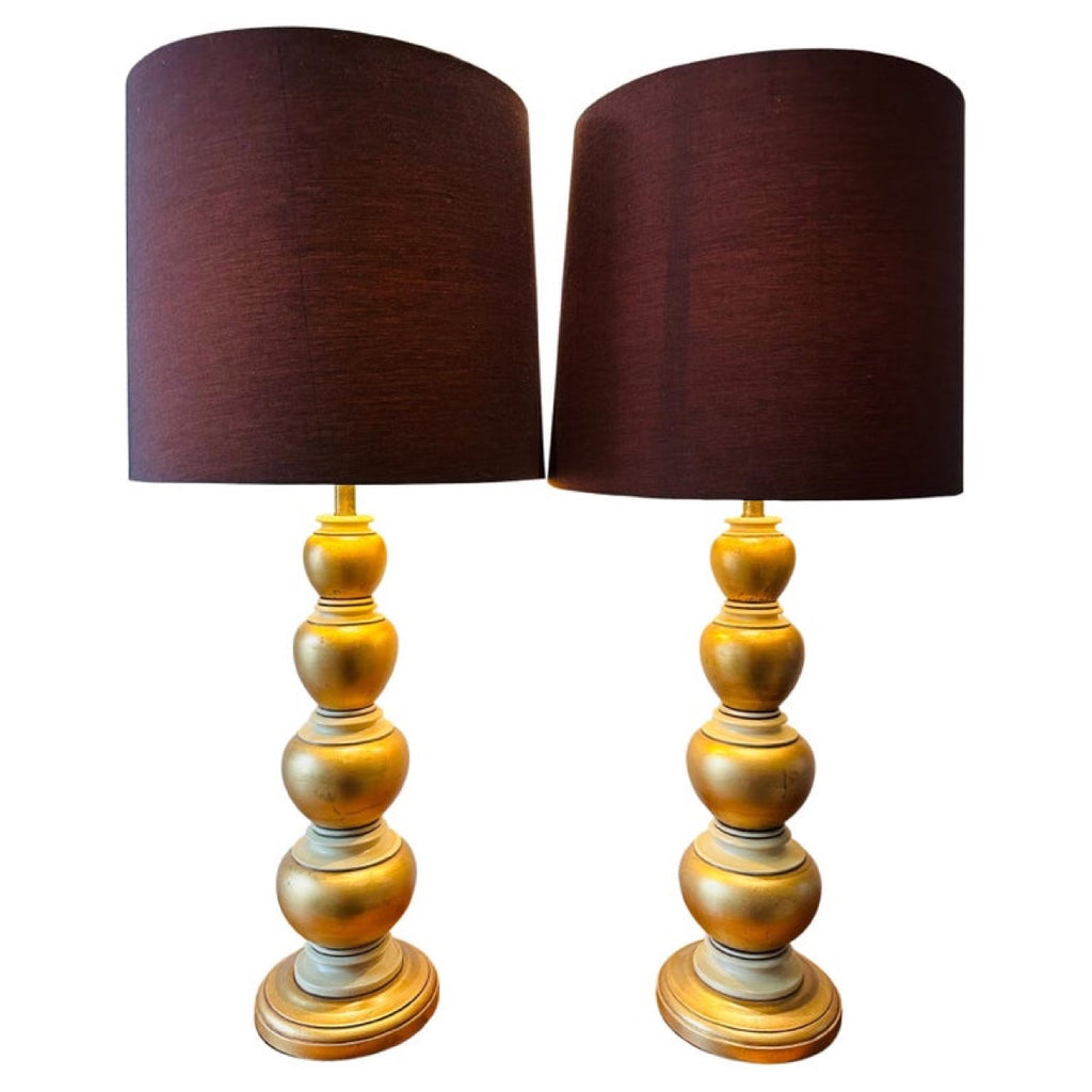 Pair of 1950s Frederick Cooper Gold Leaf Table Lamps – retro living uk
