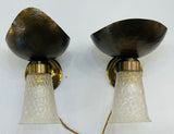 Pair of 1950s Italian Barovier Style Murano Glass Wall Sconces