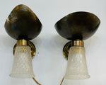 Pair of 1950s Italian Barovier Style Murano Glass Wall Sconces