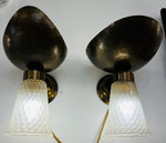 Pair of 1950s Italian Barovier Style Murano Glass Wall Sconces