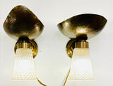 Pair of 1950s Italian Barovier Style Murano Glass Wall Sconces