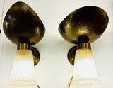 Pair of 1950s Italian Barovier Style Murano Glass Wall Sconces