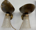 Pair of 1950s Italian Barovier Style Murano Glass Wall Sconces