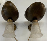 Pair of 1950s Italian Barovier Style Murano Glass Wall Sconces