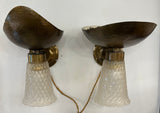 Pair of 1950s Italian Barovier Style Murano Glass Wall Sconces