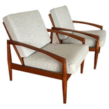 Pair of 1950s Kai Kristiansen "Paper Knife" Teak Armchairs