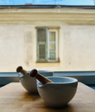 Pair of 1950s Apothecary Porcelain Mortar & Pestle G.D.V. Bruère