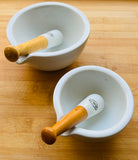 Pair of 1950s Apothecary Porcelain Mortar & Pestle G.D.V. Bruère