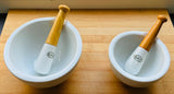 Pair of 1950s Apothecary Porcelain Mortar & Pestle G.D.V. Bruère
