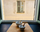 Pair of 1950s Apothecary Porcelain Mortar & Pestle G.D.V. Bruère