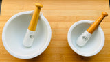 Pair of 1950s Apothecary Porcelain Mortar & Pestle G.D.V. Bruère