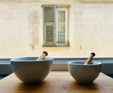 Pair of 1950s Apothecary Porcelain Mortar & Pestle G.D.V. Bruère