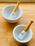 Pair of 1950s Apothecary Porcelain Mortar & Pestle G.D.V. Bruère