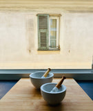 Pair of 1950s Apothecary Porcelain Mortar & Pestle G.D.V. Bruère