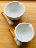 Pair of 1950s Apothecary Porcelain Mortar & Pestle G.D.V. Bruère
