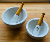 Pair of 1950s Apothecary Porcelain Mortar & Pestle Porcelaine Avignon France