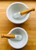 Pair of 1950s Apothecary Porcelain Mortar & Pestle Porcelaine Avignon France