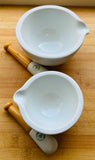 Pair of 1950s Apothecary Porcelain Mortar & Pestle Porcelaine Avignon France