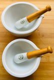 Pair of 1950s Apothecary Porcelain Mortar & Pestle Porcelaine Avignon France