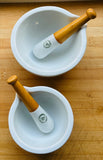 Pair of 1950s Apothecary Porcelain Mortar & Pestle Porcelaine Avignon France
